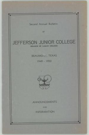 Primary view of object titled 'Catalog of Jefferson Junior College, 1949-1950'.