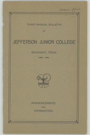 Primary view of object titled 'Catalog of Jefferson Junior College, 1950-1951'.