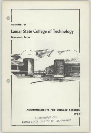 Primary view of object titled 'Catalog of Lamar State College of Technology, Summer Session 1956'.