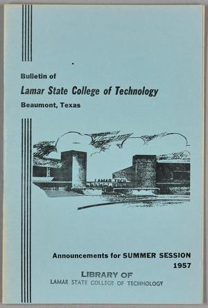 Primary view of object titled 'Catalog of Lamar State College of Technology, Summer Session 1957'.