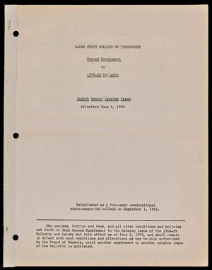 Primary view of object titled 'Catalog of Lamar State College of Technology, 1958-1959, Supplement #2'.