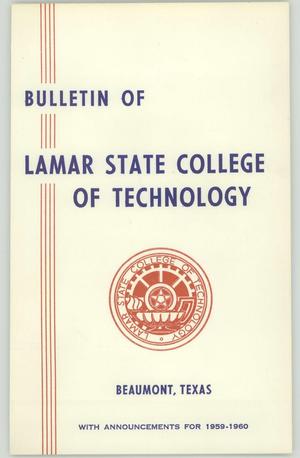 Primary view of object titled 'Catalog of Lamar State College of Technology, 1959-1960'.