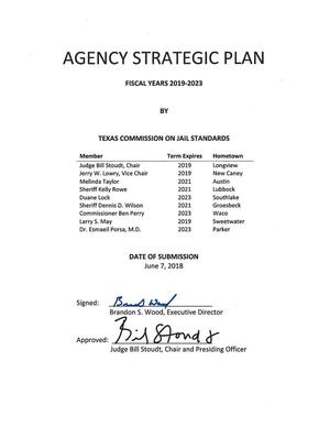 Primary view of object titled 'Texas Commission on Jail Standards Strategic Plan: Fiscal Years 2019-2023'.