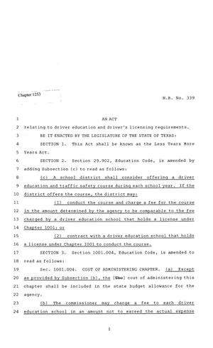 81st Texas Legislature, Regular Session, House Bill 339, Chapter 1253