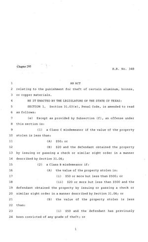 81st Texas Legislature, Regular Session, House Bill 348, Chapter 295