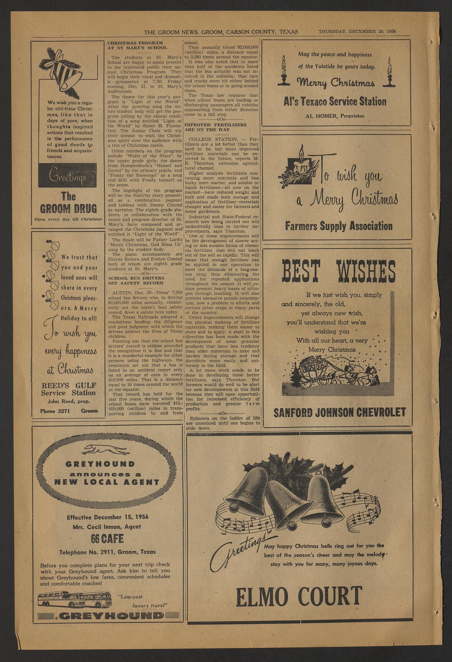 The Groom News (Groom, Tex.), Vol. 31, No. 42, Ed. 1 Thursday, December 20, 1956
                                                
                                                    [Sequence #]: 6 of 12
                                                