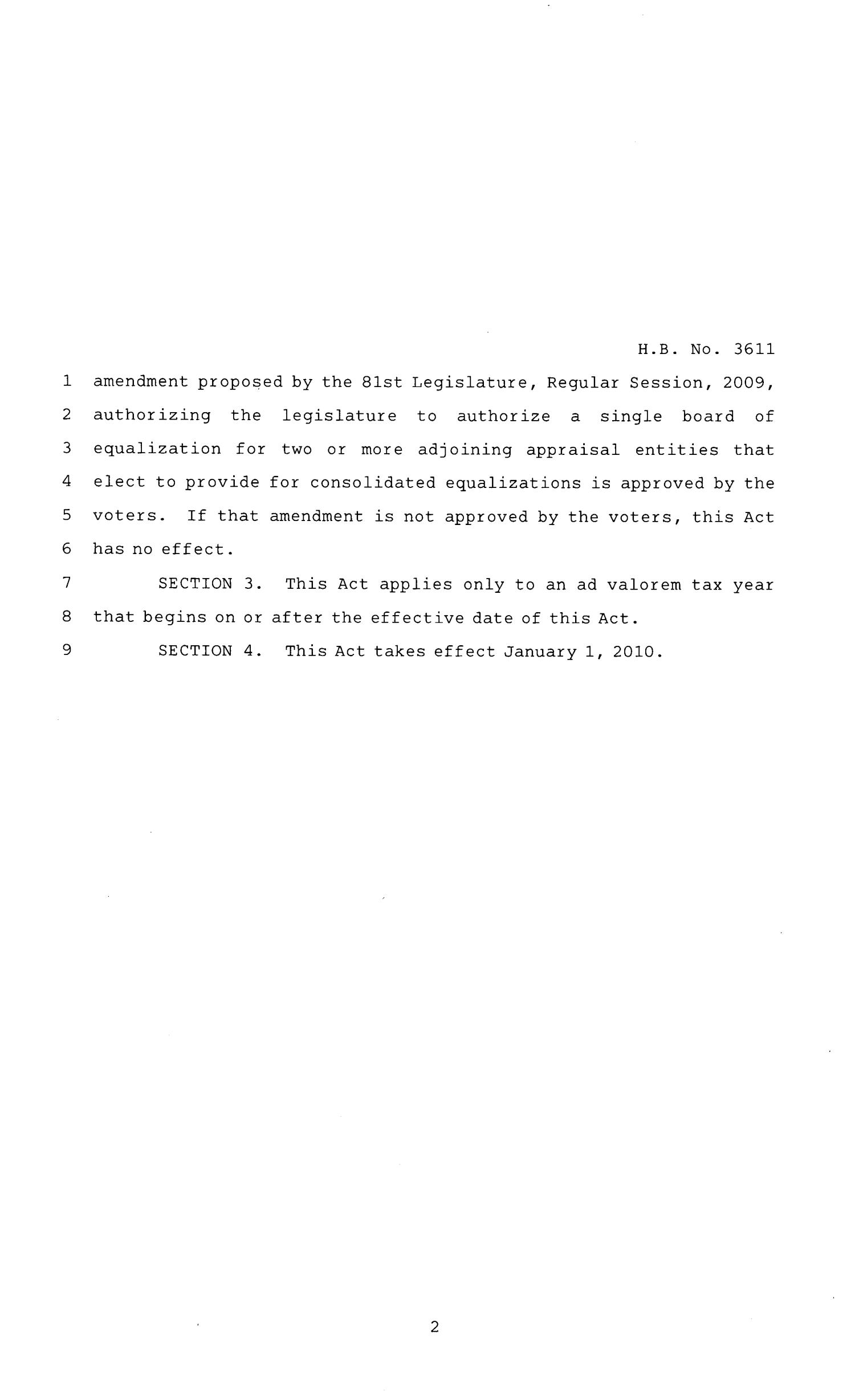 81st Texas Legislature, Regular Session, House Bill 3611, Chapter 970
                                                
                                                    [Sequence #]: 2 of 3
                                                