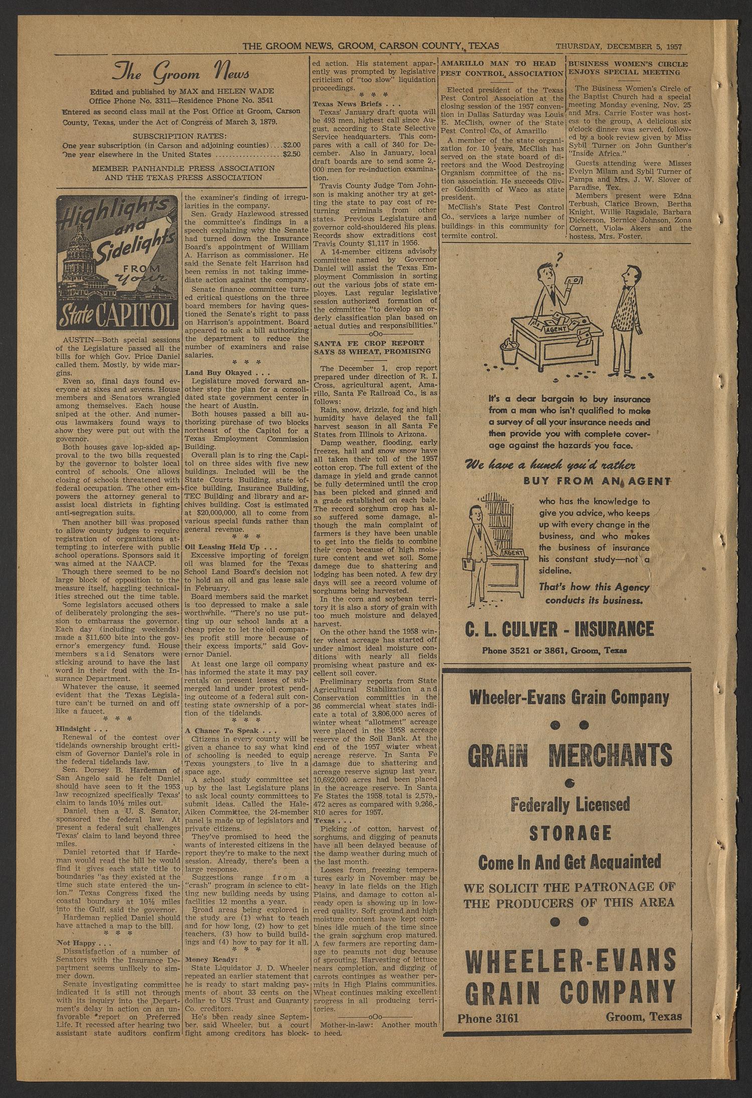 The Groom News (Groom, Tex.), Vol. 32, No. 40, Ed. 1 Thursday, December 5, 1957
                                                
                                                    [Sequence #]: 2 of 8
                                                