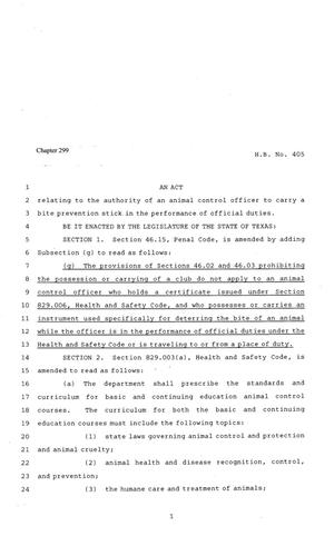 81st Texas Legislature, Regular Session, House Bill 405, Chapter 199