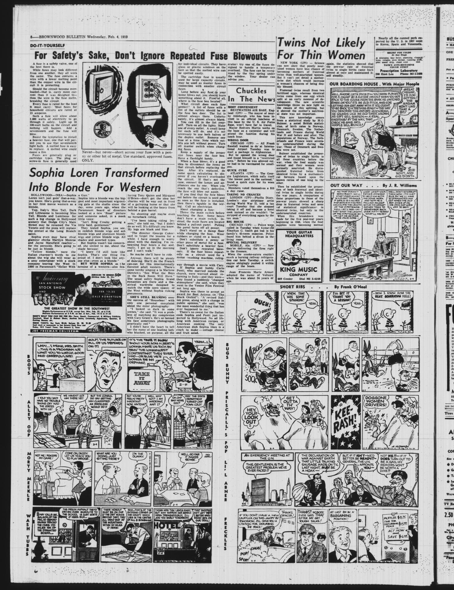 Brownwood Bulletin (Brownwood, Tex.), Vol. 59, No. 96, Ed. 1 Wednesday, February 4, 1959
                                                
                                                    [Sequence #]: 8 of 10
                                                