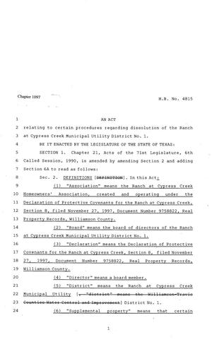 81st Texas Legislature, Regular Session, House Bill 4815, Chapter 1097
