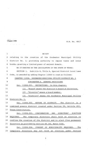 81st Texas Legislature, Regular Session, House Bill 4817, Chapter 1098