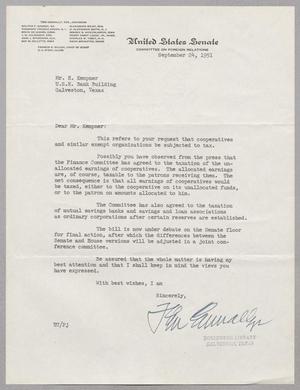 [Letter from Tom Connally to Isaac H. Kempner, September 24, 1951]