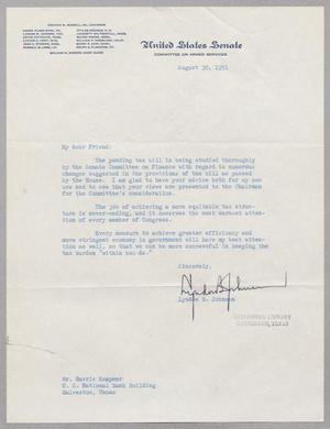 [Letter from Lyndon B. Johnson to Harris Kempner, August 30, 1951]