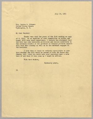 [Letter from Isaac H. Kempner to Lyndon B. Johnson, July 19, 1951]
