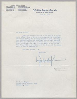 [Letter from Lyndon B. Johnson to Isaac H. Kempner July 16, 1951]