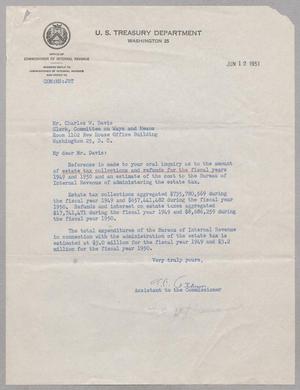 [Letter from T. C. Atkeson to Charles W. Davis, June 12, 1951]
