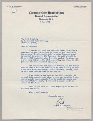 [Letter from Clark W. Thompson to I. H. Kempner, June 5, 1951]