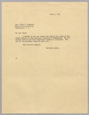[Letter from Isaac Herbert Kempner to Clark W. Thompson, June 5, 1951]