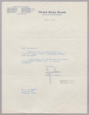 [Letter from Lyndon B. Johnson to Daniel W. Kempner, June 2, 1951]