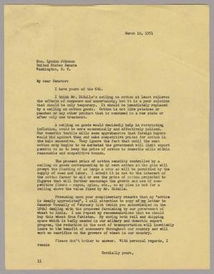 [Letter from I. H. Kempner to Lyndon B. Johnson, March 10, 1951]