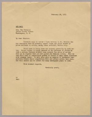 [Letter from Isaac H. Kempner to Tom Connally, February 26, 1951]