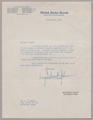 [Letter from Lyndon B. Johnson to Isaac H. Kempner, February 16, 1951]