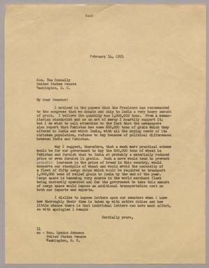 [Letter from Isaac H. Kempner to Tom Connally, February 15, 1951]