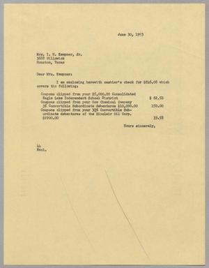 [Letter from A. H. Blackshear, Jr. to Mary C. Kempner, June 30, 1953]