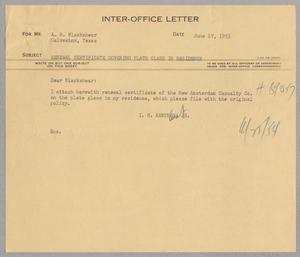 [Inter-Office Letter from Isaac Herbert Kempner, Jr., to A. H. Blackshear, June 17, 1953]
