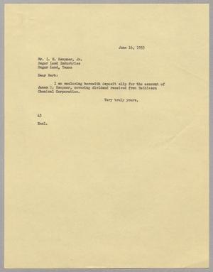 [Letter from Harris Leon Kempner to Isaac Herbert Kempner, Jr., June 16, 1953]