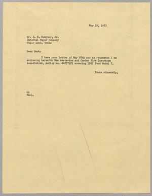 [Letter from A. H. Blackshear, Jr., to Isaac Herbert Kempner Jr., May 29, 1953]