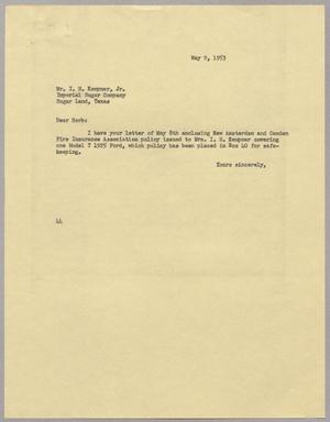 [Letter from A. H. Blackshear, Jr. to Isaac H. Kempner, Jr., May 9, 1953]