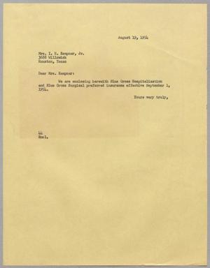 [Letter from A. H. Blackshear, Jr. to Mary Josephine Kempner, August 19, 1954]