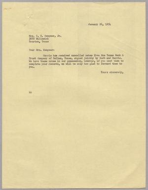 [Letter from Blackshear to Isaac H. Kempner, January 26, 1954]
