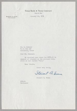 [Letter from Stewart B. Evans to Harris L. Kempner, January 22, 1954]