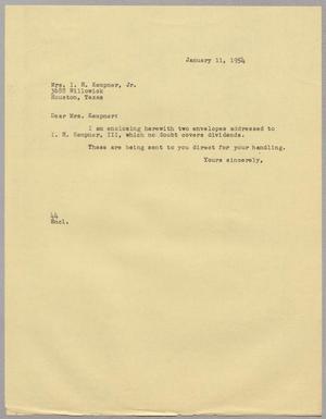 [Letter from A. H. Blackshear, Jr. to Mary Josephine Carrol, January 11, 1954]