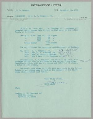 [Inter-Office Letter from George Andre to Isaac Herbert Kempner, December 26, 1956]
