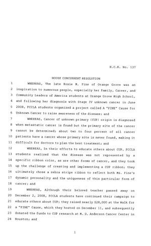 81st Texas Legislature, House Concurrent Resolution, House Bill 137