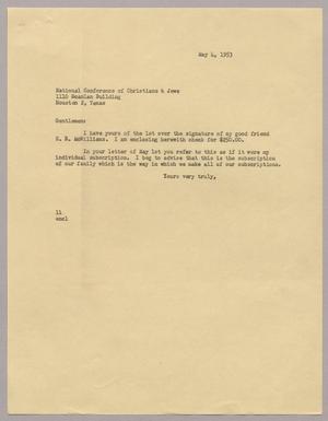 [Letter from Mr. I. H. Kempner, May 4, 1953]