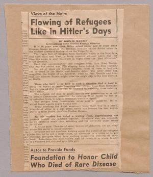 [Clipping: Flowing of Refugees Like in Hitler's Days]