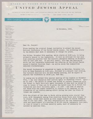 [Letter from Herbert A. Friedman to Mr. I. H. Kempner, 19 November, 1956]