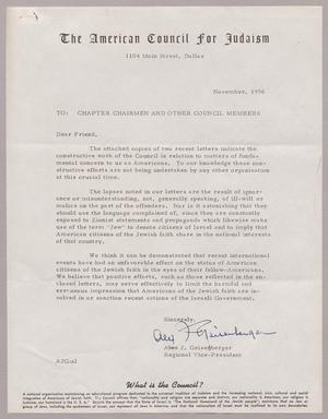 [Letter from Alex J. Geisenberger, November 1956]