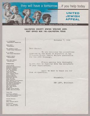 [Letter from Ben Levy, November 7, 1956]