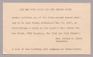 [Postcard from Mrs. Arthur O. Dietz to Mr. I. H. Kempner, Sr., May 10, 1956]
