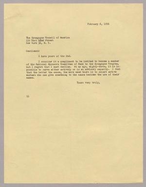 [Letter from I. H. Kempner, February 6, 1956]