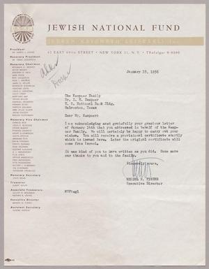 [Letter from Mendel N. Fisher to I. H. Kempner, January 18, 1956]