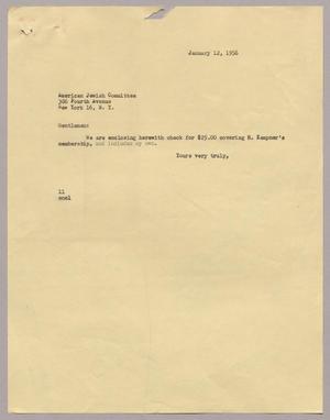 [Letter from I. H. Kempner, January 12, 1956]