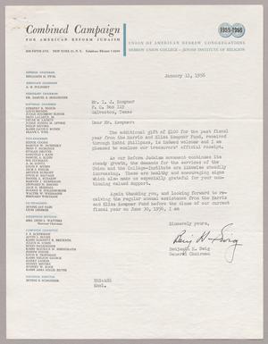 [Letter from Benjamin H. Swig to Mr. I. H. Kempner, January 11, 1956]