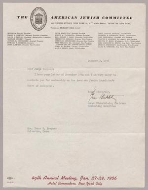 [Letter from Moses Winkelstein to Mr. I. H. Kempner, January 3, 1956]
